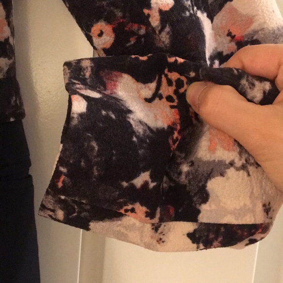 EUC 0 Club Monaco dark pink floral and grey black wool open blazer work jacket - Picture 5 of 6